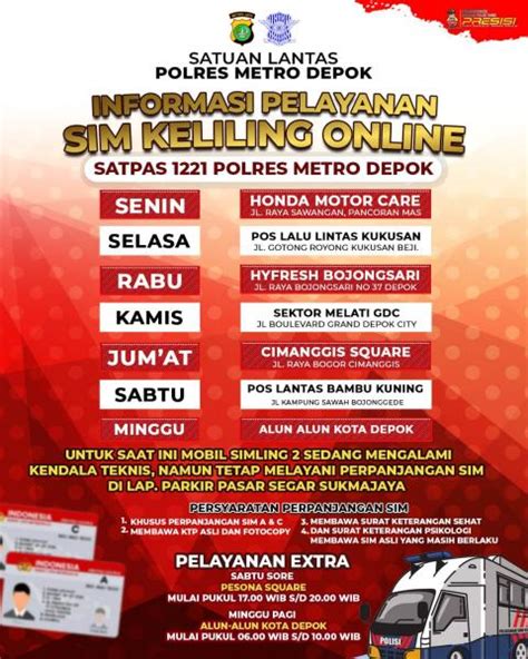 Satlantas Polres Metro Depok Jadwal Sim Keliling