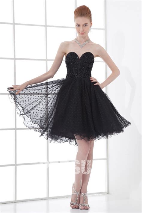 Princesse Robe De Soirée Noire Courte Bustier Cœur Orné De Strass