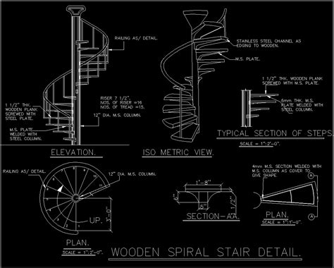 Spiral Staircase Dwg Section For Autocad • Designs Cad