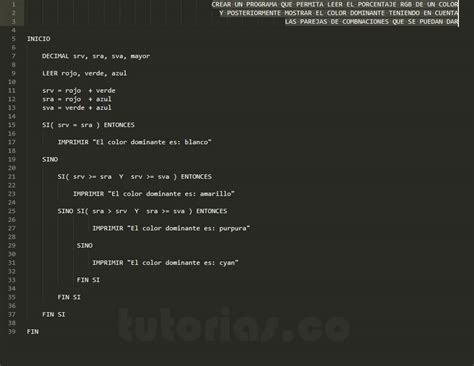 Sentencia Si Sino Pseudocodigo El Color Dominante Tutorias Co