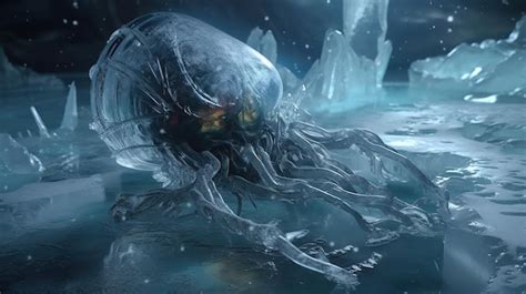 Premium Photo Alien Creature Frozen In Ice A Scifi Monster In A