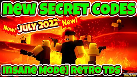 2022 All Secret Codes Roblox 💪 Insane Mode Retro Tds New Codes All Working Codes Youtube