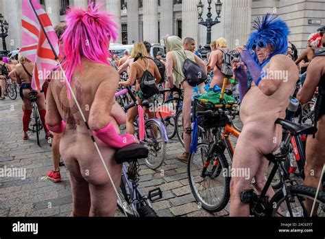 June Cyclists In Costume On The World Naked Bike Ride Is A