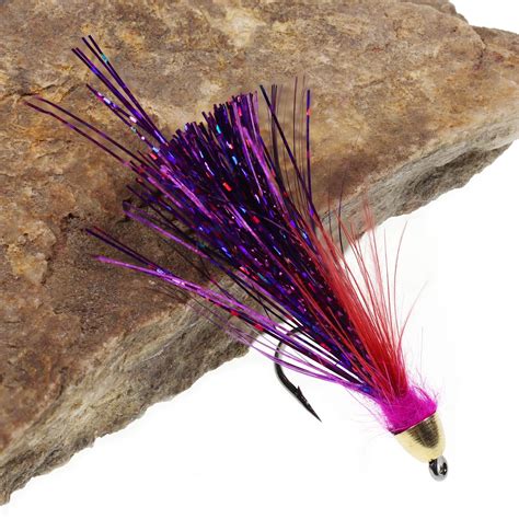 Bimoo 4pcs 2 Cone Head Magnet Purple Streamer Fly Trout Fishing Bait