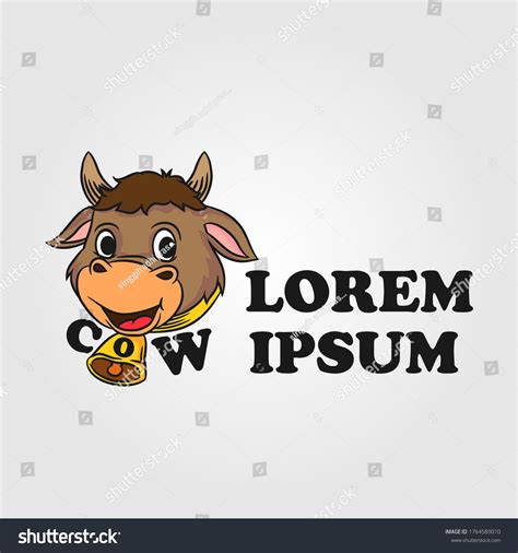 Cute Cartoon Character Cow Mascot Logo Stock Vector (Royalty Free ...