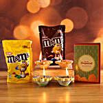 Mandm Chocolates And Set Of 4 Diwali Diyas France Gift Mandm