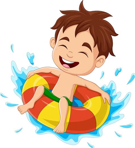 Cartoon little boy having fun in swimming pool 6605355 Vector Art at ...