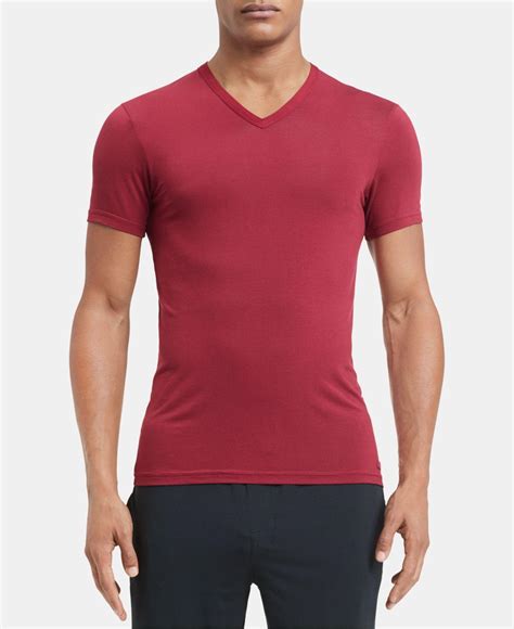 Calvin Klein Mens Ultra Soft Modal V Neck T Shirt In Red For Men Lyst