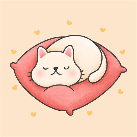 Ilustracion De Icono De Dibujos Animados Lindo Gato Durmiendo Vector