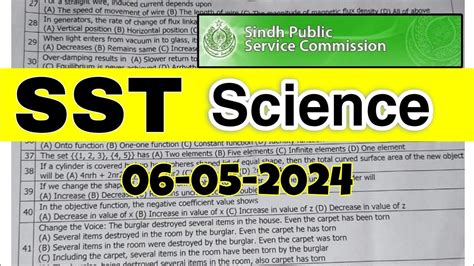 Today Spsc Sst Science Category Full Paper May Answer Keys