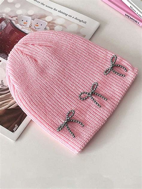 Pi Ce De Bonnet Tricot Avec N Ud Papillon Pour Femmes Style Cor En