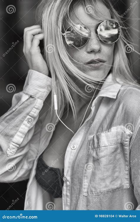 Blonde Model Posing Outdoors Stock Photo Image Of Beautiful Female 98828104