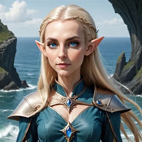 A Female High Elf Standing Tall Platine Blond Hair