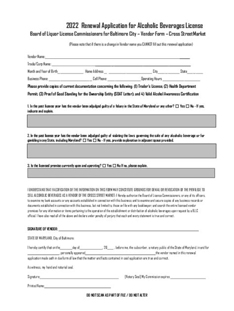 Fillable Online Llb Baltimorecity Govsitesdefault Renewal