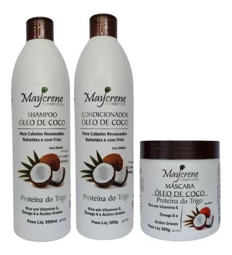 Kit Óleo De Coco Shamp Cond Másc 3x500ml Maycrene MercadoLivre