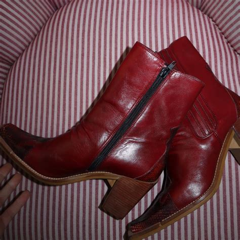 Heeled Red Cowboy Boots! Size 37. Perfect condition... - Depop