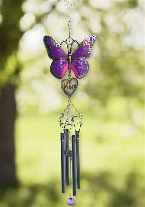 Mom Windchimes Purple Butterfly Wind Chime Design With Engraved