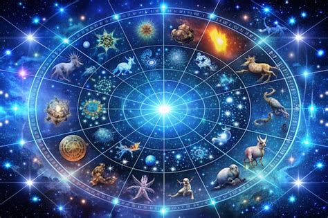 Sky map depicting constellations and zodiac signs | Premium AI ...