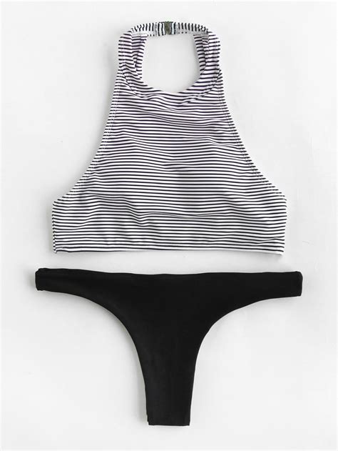 Shein Striped High Leg Mix And Match Bikini Set Mix And Match Bikini