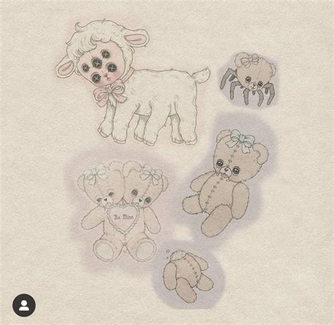 Four Teddy Bears And Two Lambs Are Shown In This Applique Design Set