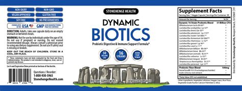 Probiotics 50 Billion Cfu 16 Strains Prebiotic Synbiotic Stonehenge Health Dynamic Biotics