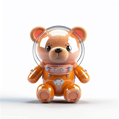 Un Oso De Peluche Con Un Traje De Astronauta Naranja Se Sienta Sobre Un