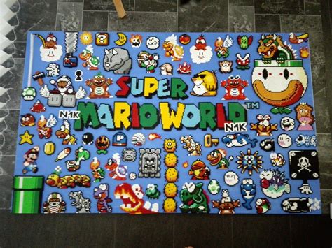 Super Mario World Perler Beads Hama Nintendo Canvas Collage