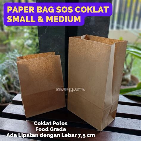 Jual 100 PCS Paper Bag Kantung Kertas SOS Coklat Polos Small