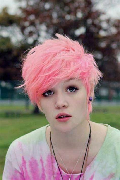 Cute Short Pink Edgy Punk Pixie Hairstyles Girls Short Scene Hair Hair Color Pink Short Emo Hair