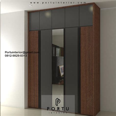 Lemari Pakaian Pintu Swing Motif Kayu Grey Komplek D East Residence