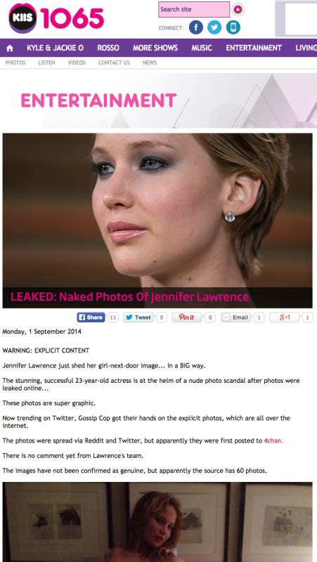 Kiis Pulls Down Inappropriate Naked Photos Of Actress Jennifer Lawrence Mumbrella