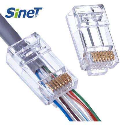 Cat5e Cat6 Cat6a Rj45 Easy Pass Through Connector China Rj45 Pass Through Connector And Gold