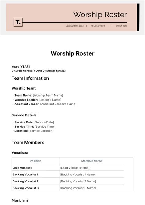 Free Duty Roster Templates, Editable and Printable