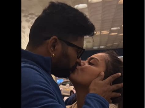 Nidhi Jha Kisses Her Husband Yash Kumar As She Drops Him At The Airport