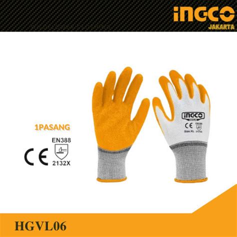 Jual Sarung Tangan Kerja Proyek Industri Latex Safety Gloves Ingco