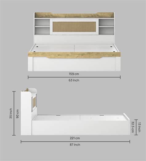 Kosmo Lilly Queen Size Bed With Box Storage In Kingston White Finish