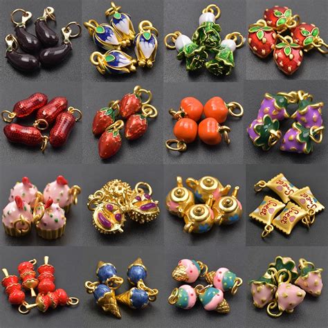 Pcs Stereoscopic Gold Plated Fruits Vegetables Flower Enamel Charms