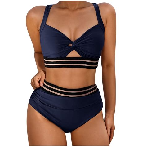 Levmjia Women Sexy Backless Bikini Set Swimsuit High Waisted Adjustable Straps Removable Padded