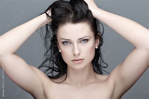 Brunette Woman With Wet Hair Beauty Stock Photo Adobe Stock