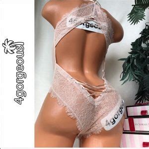 Victoria S Secret Intimates Sleepwear Vs Lxs Strappy Teddy Low Back Lingerie Sheer Mesh