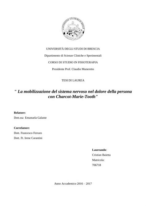 PDF La Mobilizzazione Del Sistema Nervoso Nel Dolore Della Una