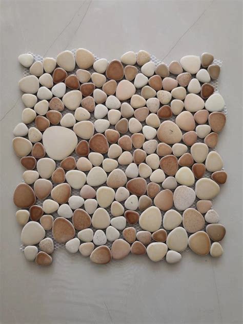 Beige Pebble Porcelain Backsplash Tile PPMTS16 Ceramic Pebble - Etsy