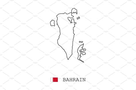 Bahrain Vector Map Outline Line By Oleksandr On Dribbble