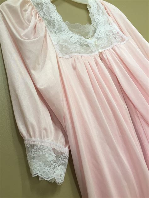 Long Vintage Nylon CHEMISE DE NUIT ROBE Lingerie SET Rose Etsy
