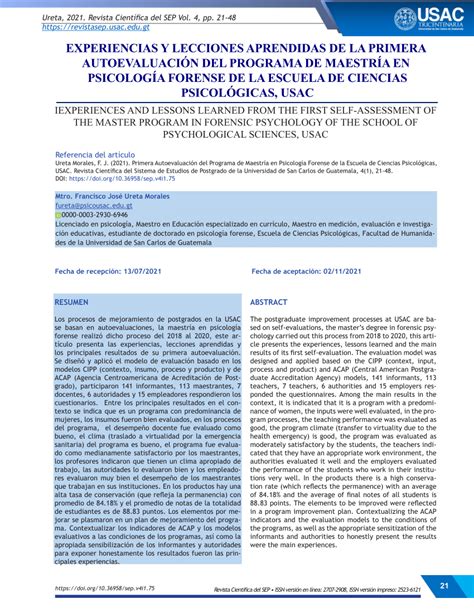 Pdf Experiencias Y Lecciones Aprendidas De La Primera Autoevaluaci N