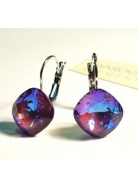 Серьги Ромбы с многоцветными кристаллами Swarovski