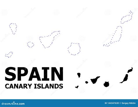 Vector Contour Dotted Map Of Canary Islands With Caption Stock Vector