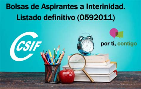 CSIF Bolsas De Aspirantes A Interinidad Listado Definitivo