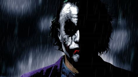 Download Heath Ledger Sad Joker In The Rain Wallpaper