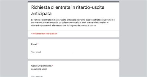 Richiesta Di Entrata In Ritardo Uscita Anticipata